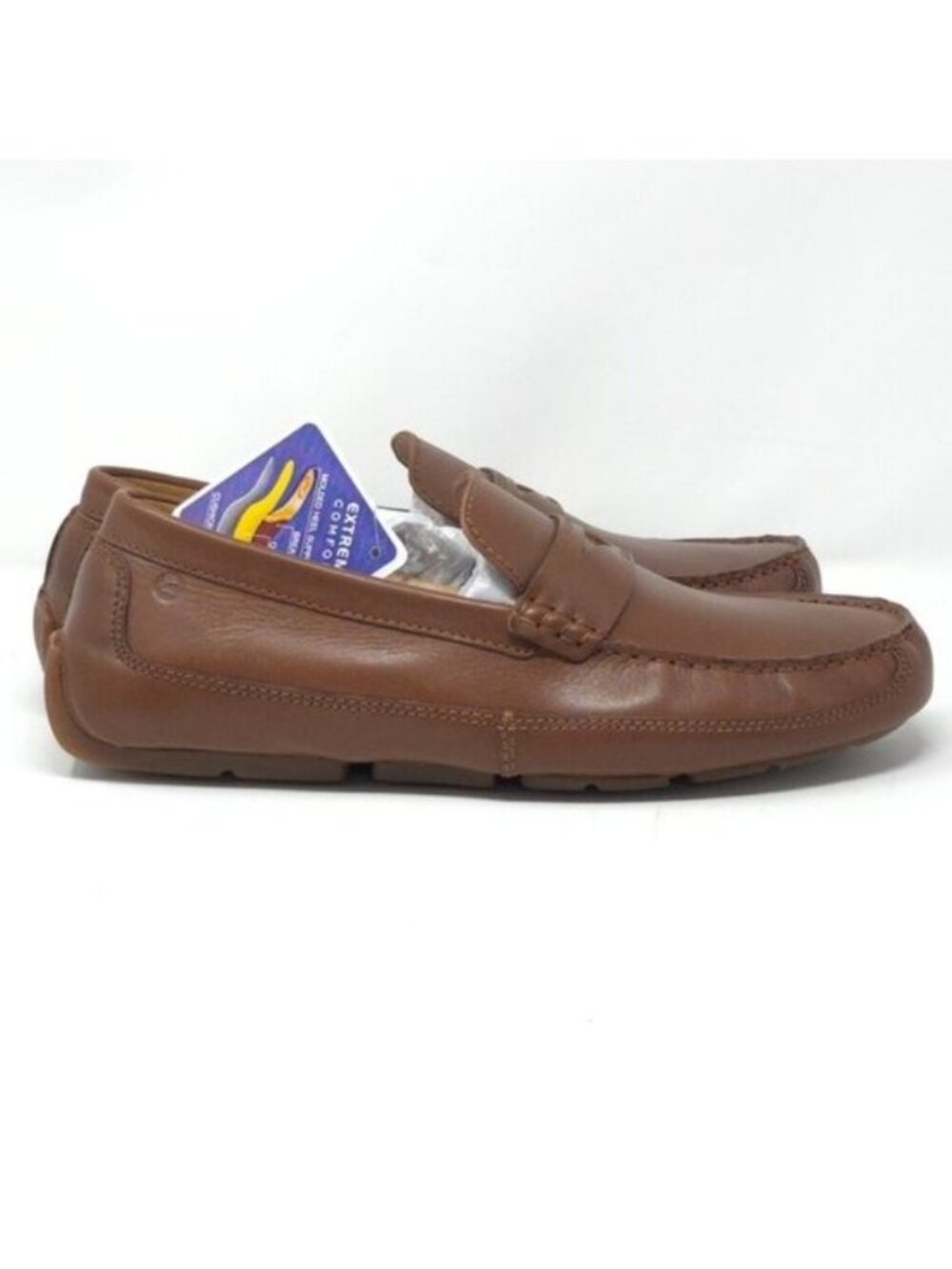 Clarks Markman Way Dark Tan Leather Loafer Slip On Shoes 9.5M - Picture 3 of 7